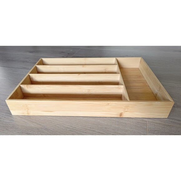 Bamboo Kitchen Utensils Tray Multi Grid Organizer Home Decor Jewelry Box - Picture 11 of 13